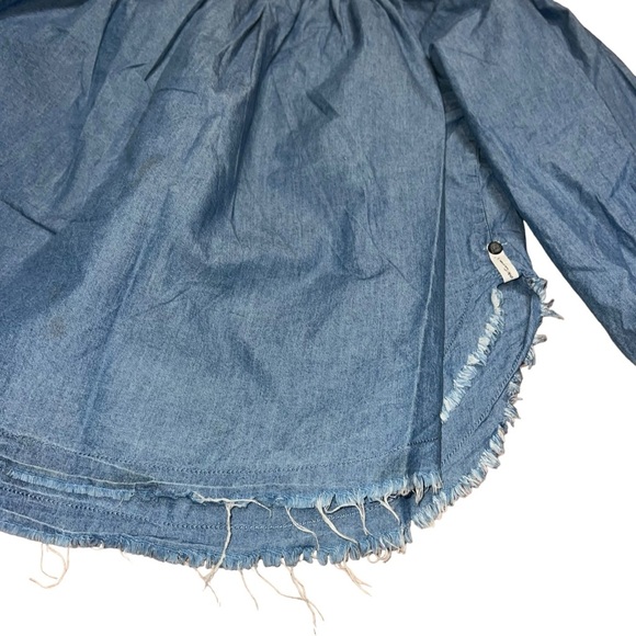 OnexONE TEASPOON Chambray Off the Shoulder Blue Denim Cotton Top - Picture 2 of 7